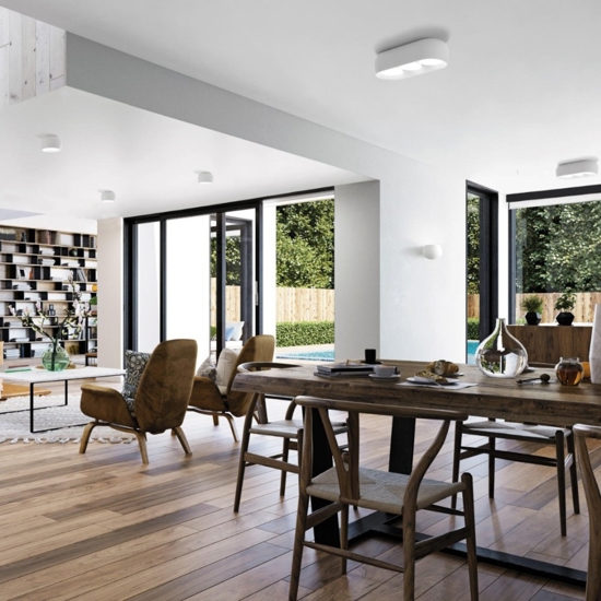 Plafoniera ovale moderna di gesso bianco sforzin mysia