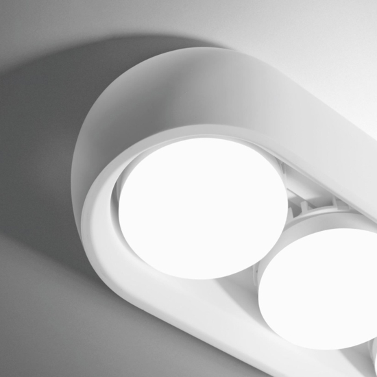 Plafoniera ovale moderna di gesso bianco sforzin mysia