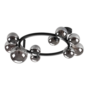 Perlage pl10 plafoniera ideal lux nera con sfere fumè