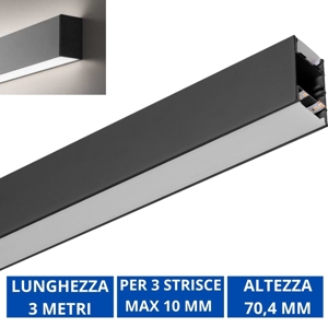 Visualizza i dettagli per Profilo 3mt nero biemissione tirana gea luce per n3 strip led max 10mm Profilo 3mt nero biemissione tirana gea luce per n3 strip led max 10mm