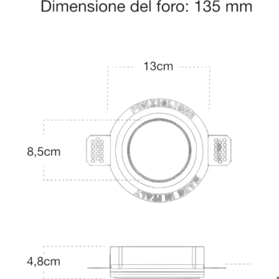 Faretto in gesso da incasso tondo gx53 led