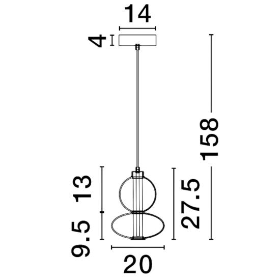 Lampada pendente in vetro fume per camera da letto