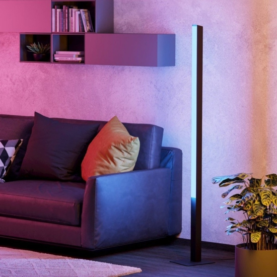 Piantana moderna nera led rgb smart home comando con app eglo simolaris