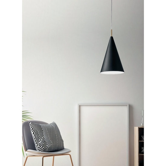 Lampada nera a sospensione moderna cono per isola miloox samoi