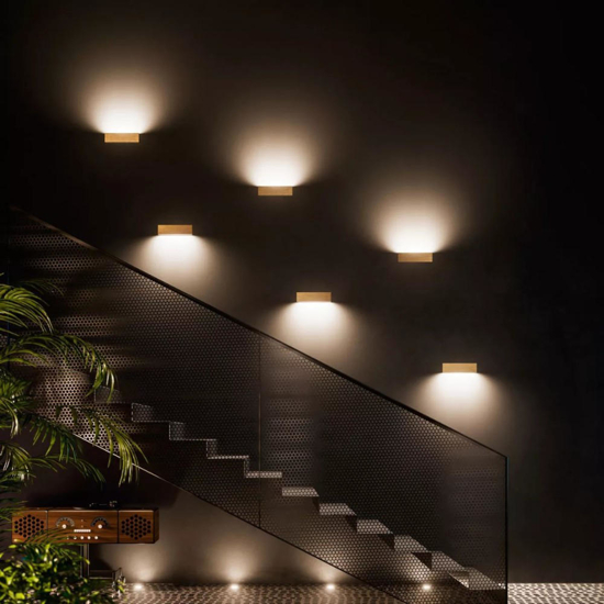 Applique ottone box w1 mono emissione led 14w 2700k linea light
