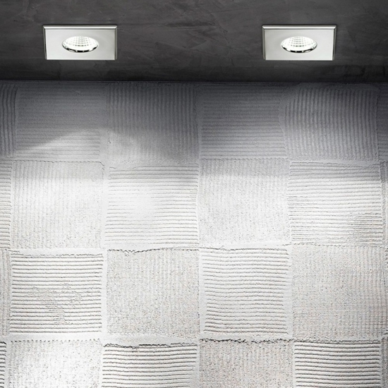 Faretto da incasso led per doccia bagno quadrato bianco 1w 4000k