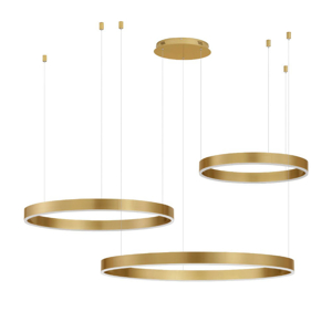 Lampadario moderno 3 anelli oro led 140w 2700k a 6000k