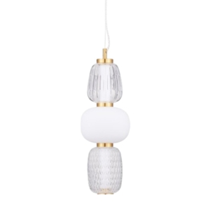 Lampada a sospensione oro con vetri stile contemporaneo