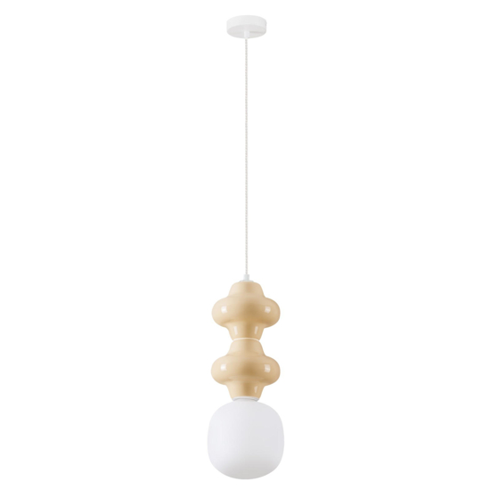 Lampada a sospensione ceramica giallo pastello design moderna