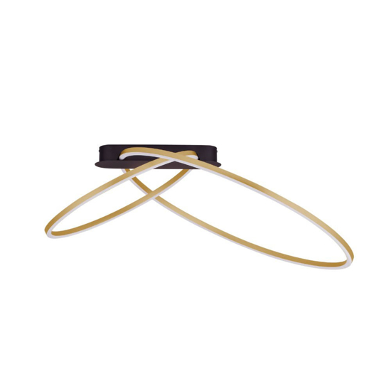 Plafoniera design moderna cerchi nero oro