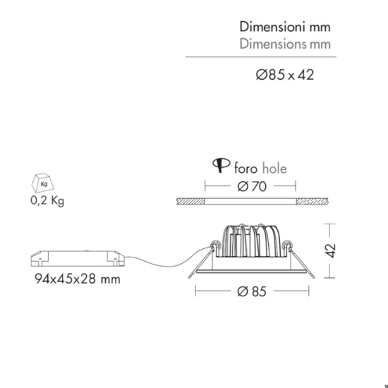 Faretto led da incasso bianco 9w 4000k rotondo