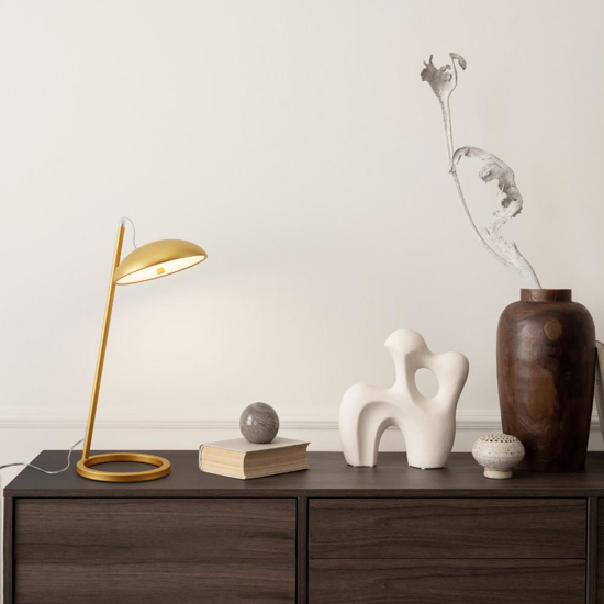 Lampada da tavolo moderna foglia oro led 3000k dimmerabile