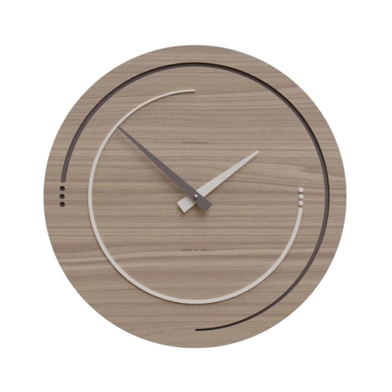 Orologio da parete moderno rotondo legno effetto noce