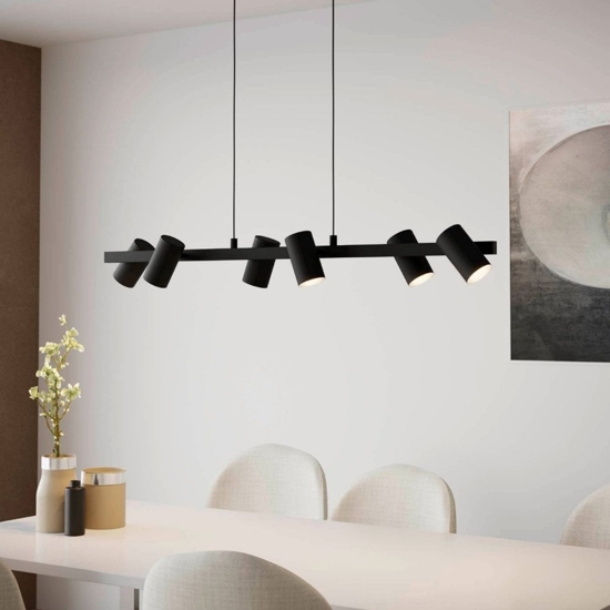 Lampadario moderno luci orientabili nero per soggiorno