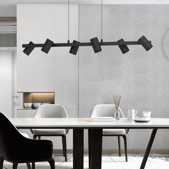 Lampadario moderno luci orientabili nero per soggiorno