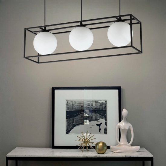 Ideal lux lingotto nero sp3 lampadario per tavolo da pranzo