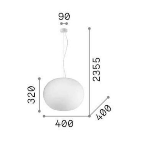 Cotton sp1 d40 ideal lux lampadario da cucina ovale bianco