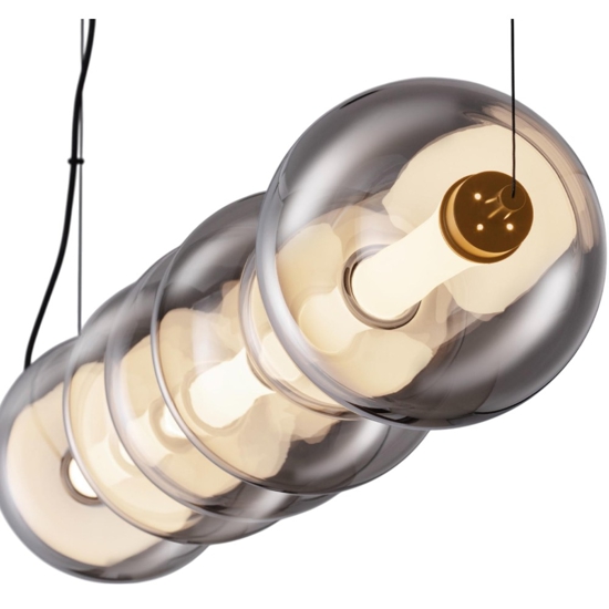 Lampadario orizzontale moderno con sfere di vetro per soggiorno