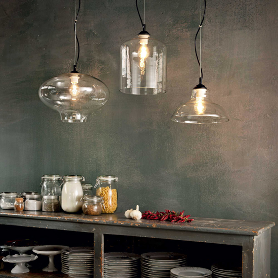 Bistro sp1 plate ideal lux lampada a sospensione vetro trasparente