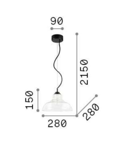 Bistro sp1 plate ideal lux lampada a sospensione vetro trasparente