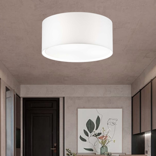 Ideal lux wheel pl3 plafoniera con paralume in tessuto bianco