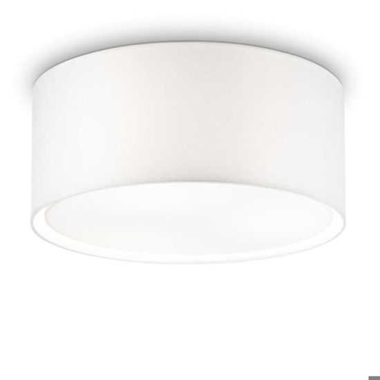 Ideal lux wheel pl3 plafoniera con paralume in tessuto bianco