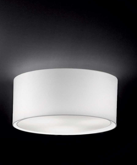 Ideal lux wheel pl3 plafoniera con paralume in tessuto bianco