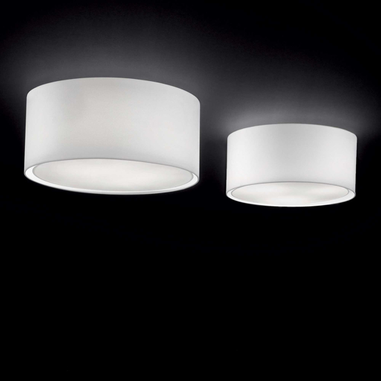 Ideal lux wheel pl3 plafoniera con paralume in tessuto bianco