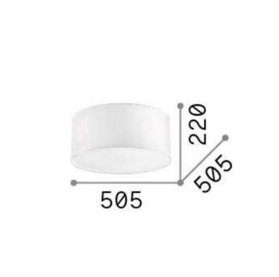 Ideal lux wheel pl3 plafoniera con paralume in tessuto bianco