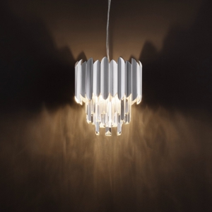 Lampadario per soggiorno cromo con cristalli elegante