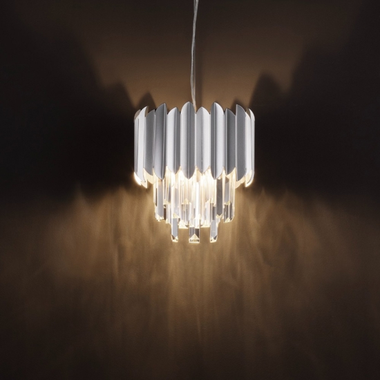 Lampadario per soggiorno cromo con cristalli elegante
