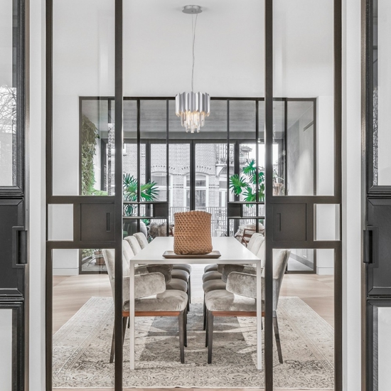 Lampadario per soggiorno cromo con cristalli elegante