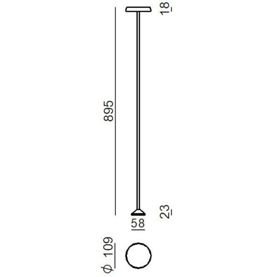 Lampione moderno da giardino linea light pistillo nero led ip65