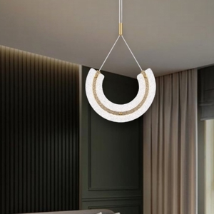 Maytoni lampadario led 18w 3000k arco pendente oro vetro lavorato