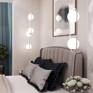 Lampadario pendente per comodini camera da letto bianca moderna