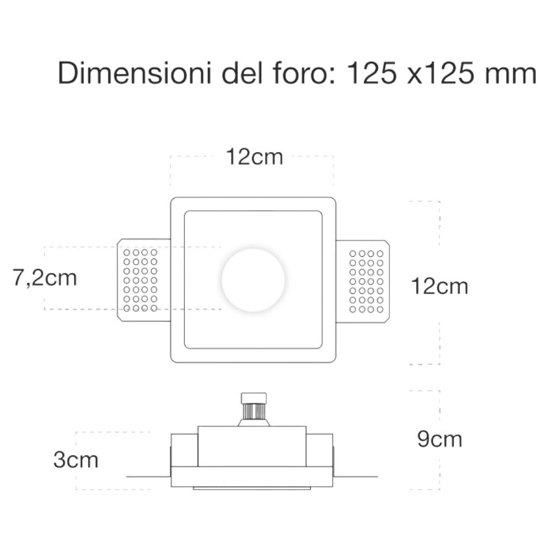Faretto da incasso tondo di gesso per controsoffitto