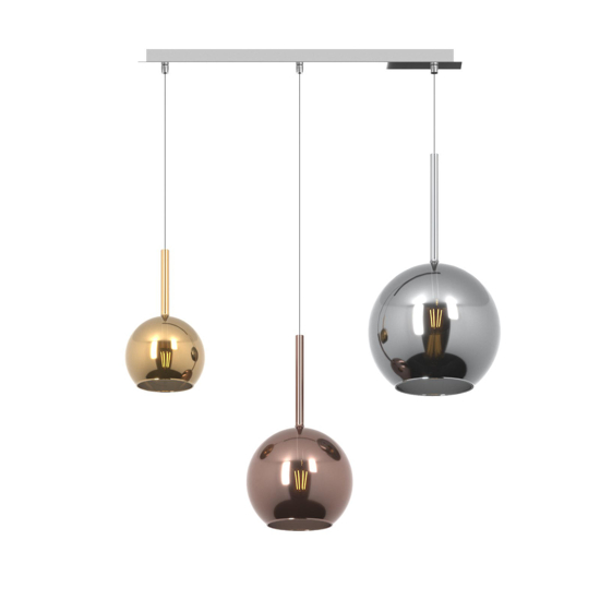 Lampadario da soggiorno vetri oro rame cromo
