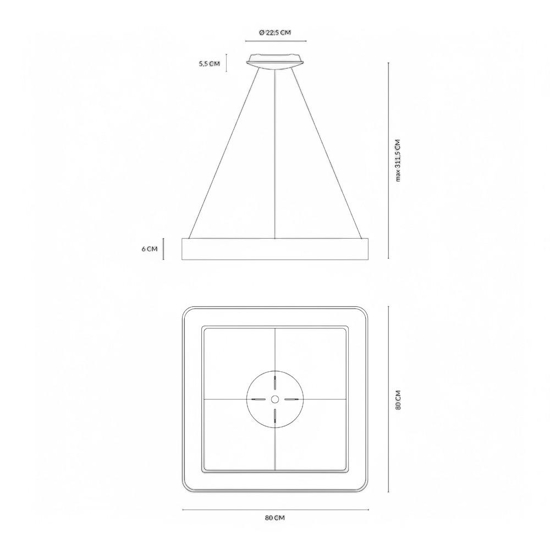 Lampadario vivida inner-s 80 nero led 80w 3000k 4000k