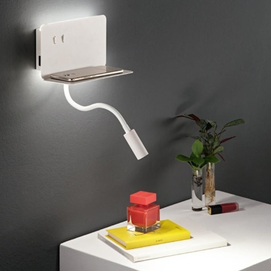 Ap stan ondaluce applique camera da letto bianca porta usb led orientabile