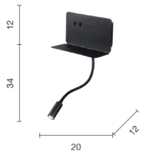 Ap stan ondaluce applique camera da letto bianca porta usb led orientabile