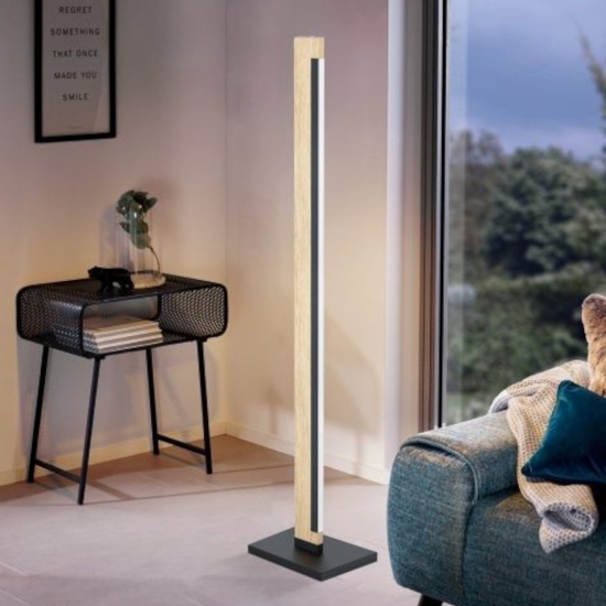 Lampada da terra di legno moderna led 19w 3000k dimmerabile
