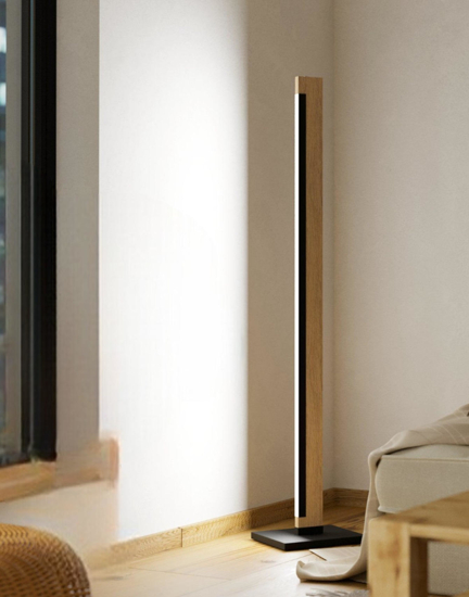 Lampada da terra di legno moderna led 19w 3000k dimmerabile
