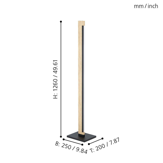 Lampada da terra di legno moderna led 19w 3000k dimmerabile