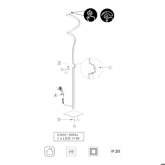 Lampada da terra grigio led 11w 3000k design moderna