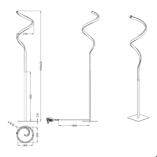 Lampada da terra grigio led 11w 3000k design moderna