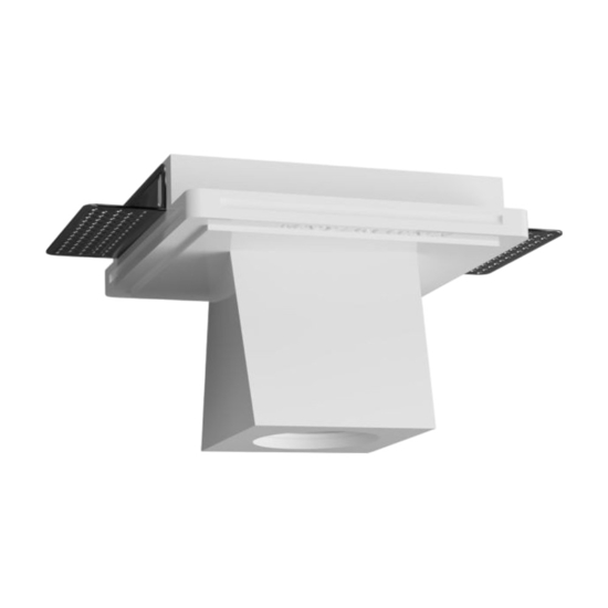 Faretto in gesso quadrato da incasso a soffitto sporgente Faretto in gesso quadrato da incasso a soffitto sporgente