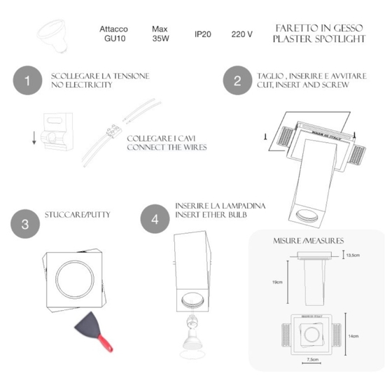 Faretto da incasso sporgente a soffitto sporgente parallelepipedo Faretto da incasso sporgente a soffitto sporgente parallelepipedo
