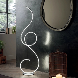 Piantana ondaluce pt flok led 44w 3000k design moderna bianca dimmerabile