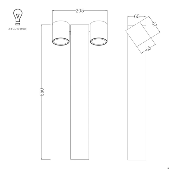 Maytoni wall strett lampione nero da giardino moderno luci orientabili