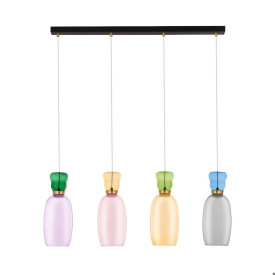 Lampadario per soggiorno 4 vetri multicolore led 32w 3000k